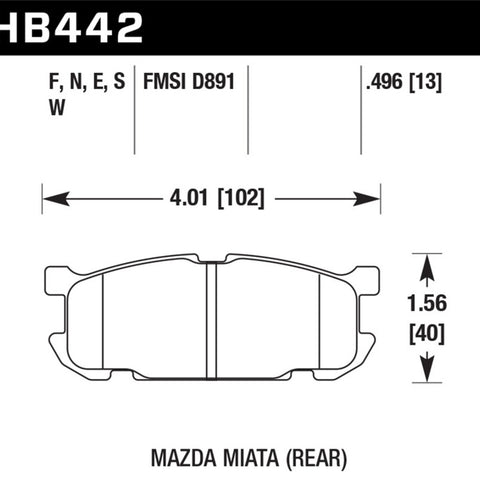 Hawk Performance 01-03 Mazda Miata HPS 5.0 Rear Brake Pads