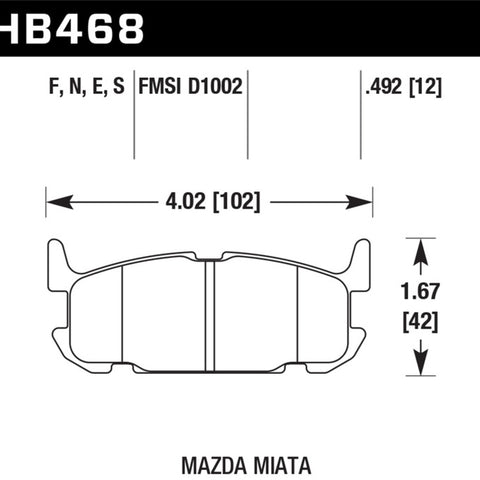 Hawk 04-05 Mazda Miata HPS 5.0 Street Rear Brake Pads