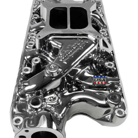 Edelbrock SB Ford Performer Intake Manifold - Chrome Plasma Finish