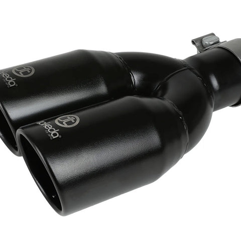 aFe Takeda 304 Stainless Steel Clamp-on Exhaust Tip Black 2-1/2ininlet x 3-1/2in Outlet X 12in L